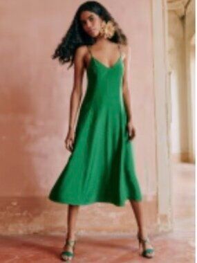 Sezane Aloise Dress Emerald Green - Size 8
